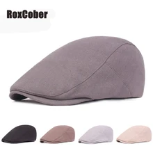 RoxCober унисекс Весна Лето Дышащие однотонные береты хлопок смесь плоский Плющ кепки Простой моды Gatsby козырек винтажная кепка газетчика