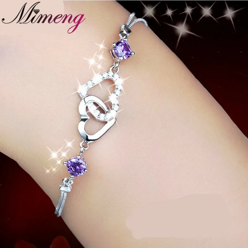 AAA 100% стерлингового серебра 925 Jewelry браслет женский серебряный сердце