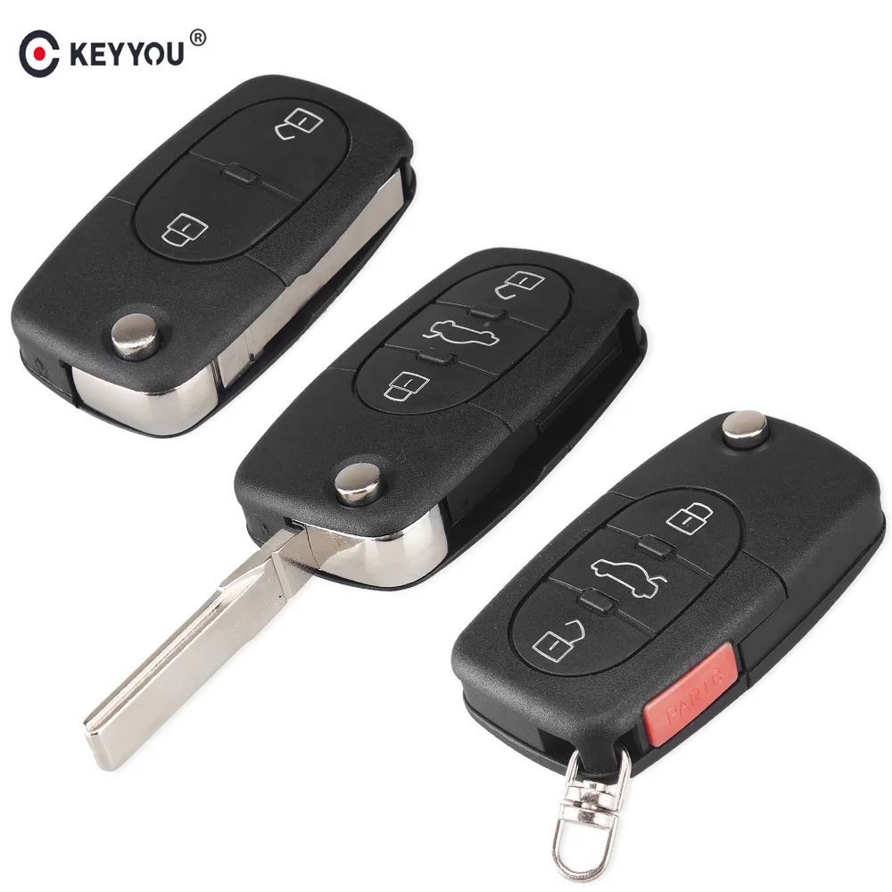 KEYYOU Flip Remote Car Key Shell Styling For Audi A2 A3 A4 A6 A8 TT Uncut Fob Case Cover 2/3/4 Buttons CR2032 | Автомобили и