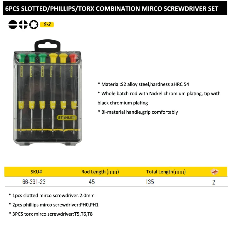 66-391-23 6pcs screwdriver set size