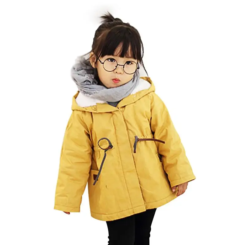 

Girls Winter Coat Slim Casual Trench England Style Velvet Hooded Cotton Jacket Children's Winter Down Jackets for Girls