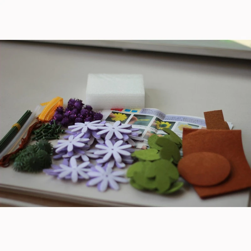 Ручная работа маленькая фиолетовая Маргаритка цветочный горшок 12X20 см для украшения для домашнего сада ребенок ручной работы Войлок DIY Материал посылка