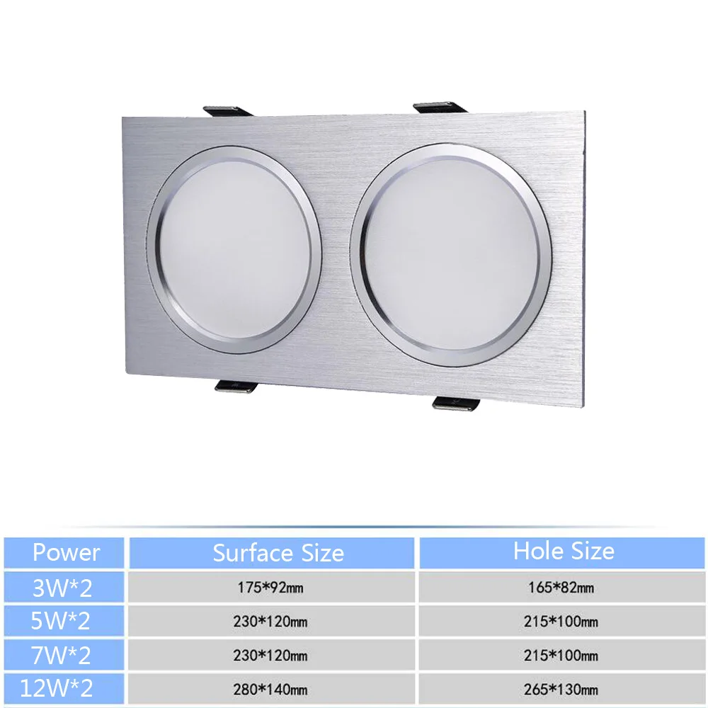 Светодиодный встроенный светильник ing двойной Точечный светильник 3 Вт 5 Вт 7 Вт 12 Вт противотуманная светодиодная решетка освещения квадратный потолочный Точечный светильник матовый светильник