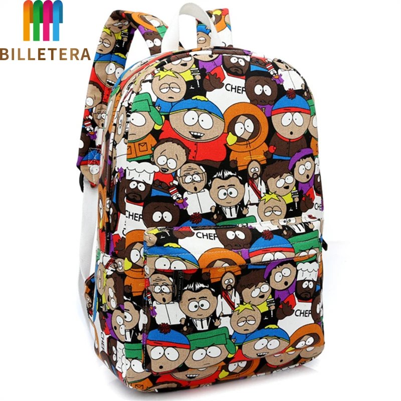

BILLETERA Casual Cute Cartoon Women Canvas Backpacks Graffiti Student Bookbag College High School Daily Backpack For Teenagers
