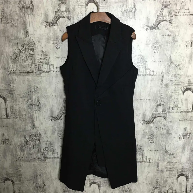 S ~ 5XL Новая мужская мода Корейская версия без рукавов средней длины стиль длинные