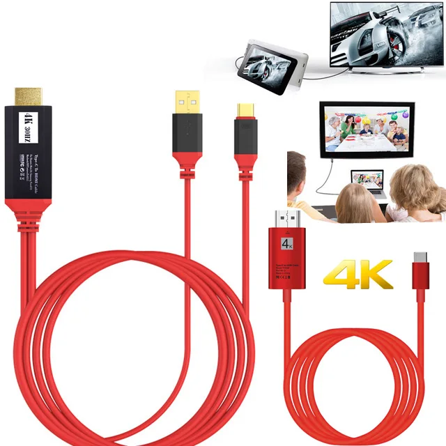 

4K Type C HDMI Adapter HDTV Video Cable 1080P Phone to TV Converter For macbook Samsung Galaxy S8 S9 S10 Note10 Huawei P20 LG G5