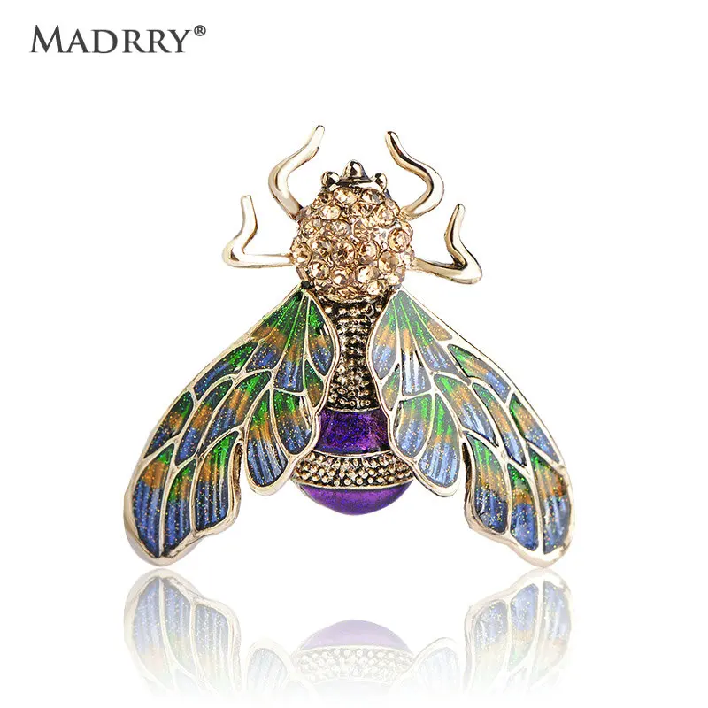 Madrry Newest Cute Bee Brooches For Women Antique Silver 