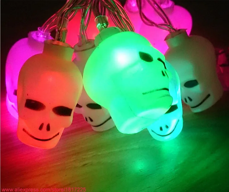 10pcs LED skull light string Halloween flashing decorations outdoor