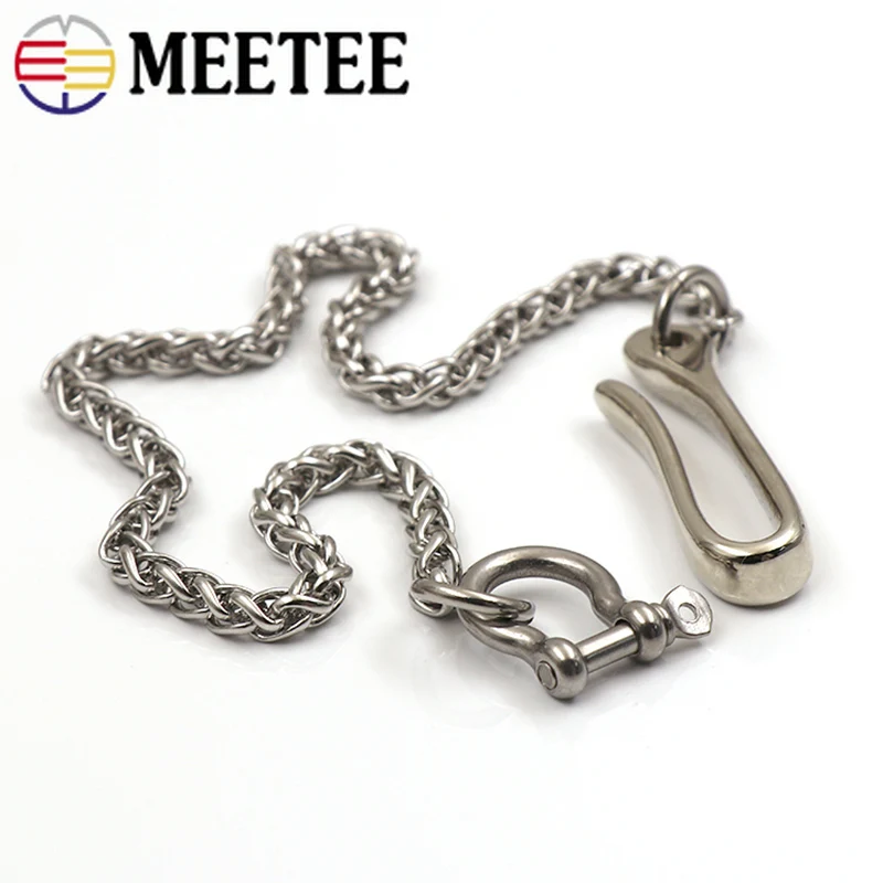 

Meetee 1pc 30/40/45/55cm Stainless Steel Pants Chain Key Hang Buckles Men Trousers Jeans Wallet Chain Clips Snap Hooks for Belt