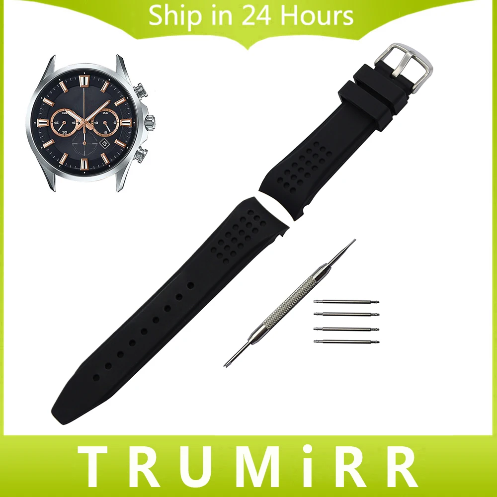 Curved End Silicone Rubber Watchband 22mm for Casio Edifice Lineage Watch Band Wrist Strap Stainless Steel