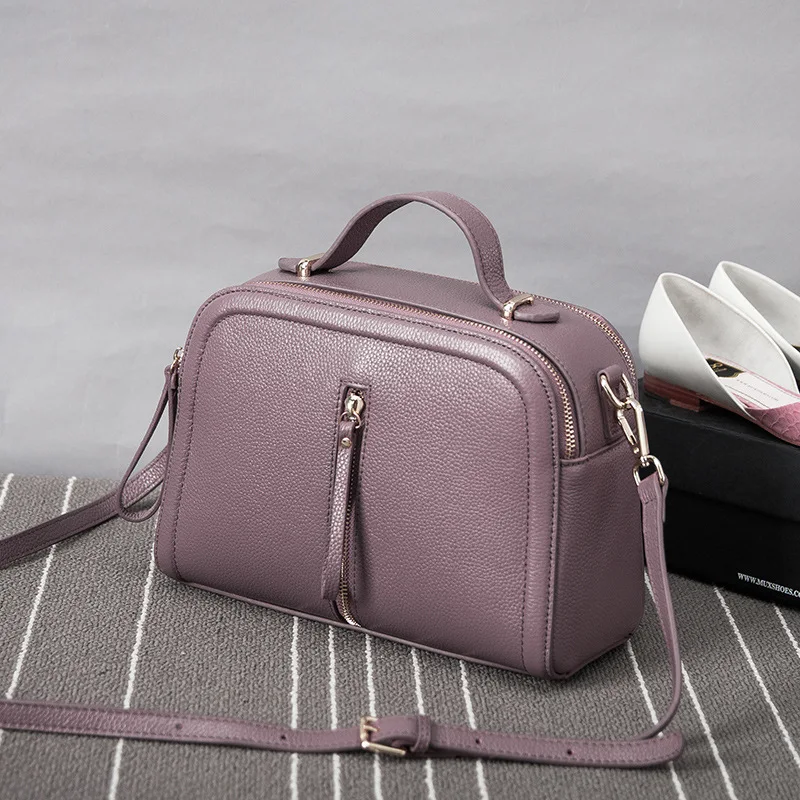 Classic Temperament Fashion Soft Genuine Leather women handbags Simple Chic women bag Small Square Crossbody Bag