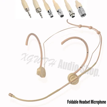 

Complexion Foldable Dual Hook Head Wearing Headset Condenser Microphone Mic for Shure Sennheiser Wireless Body-Pack Transmitter