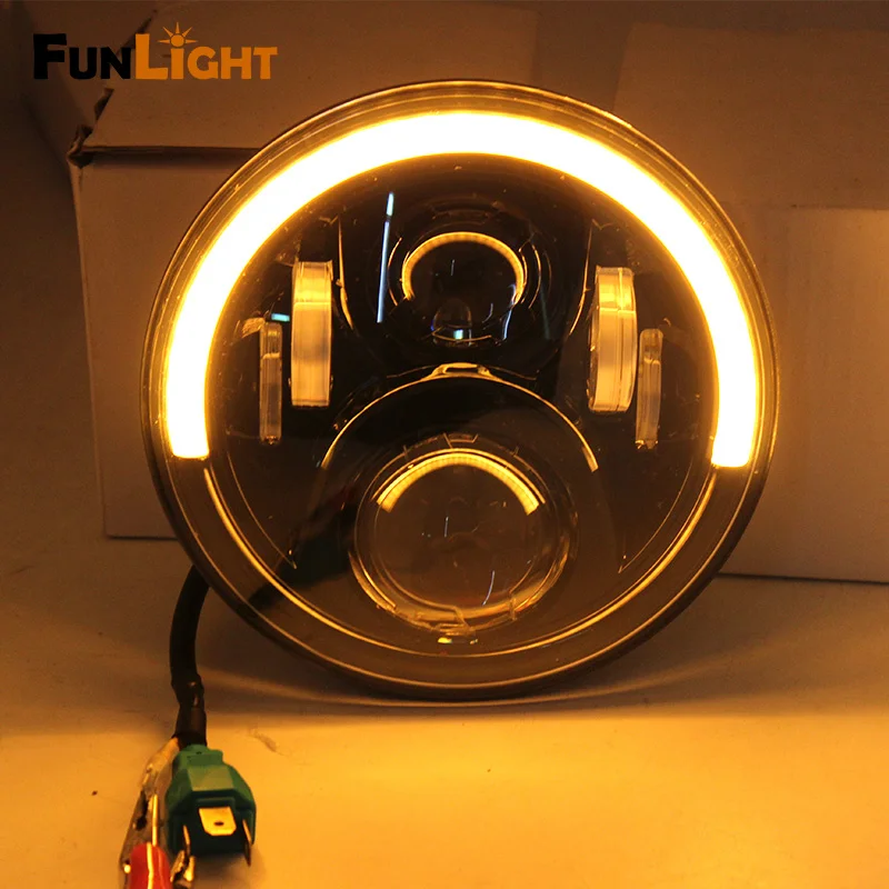 Free shipping 7 LED Headlight with Halo Angel Eye & Turn Signal Lights & DRL for Jeep Wrangler JK Headlamp  (17)