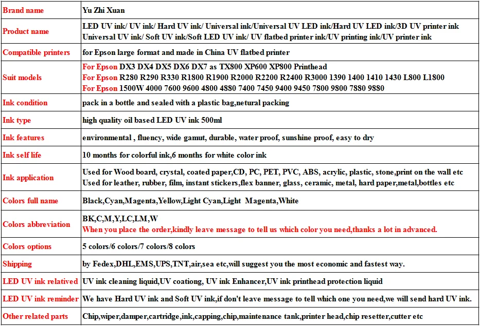 LED UV ink 500ml