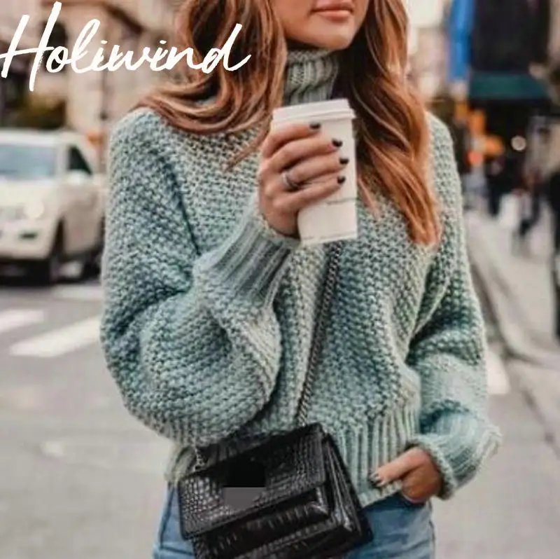 

2019 Winter Turtleneck Sweater Streetwear Oversize Female Sweaters Solid Color Knit Jumpers