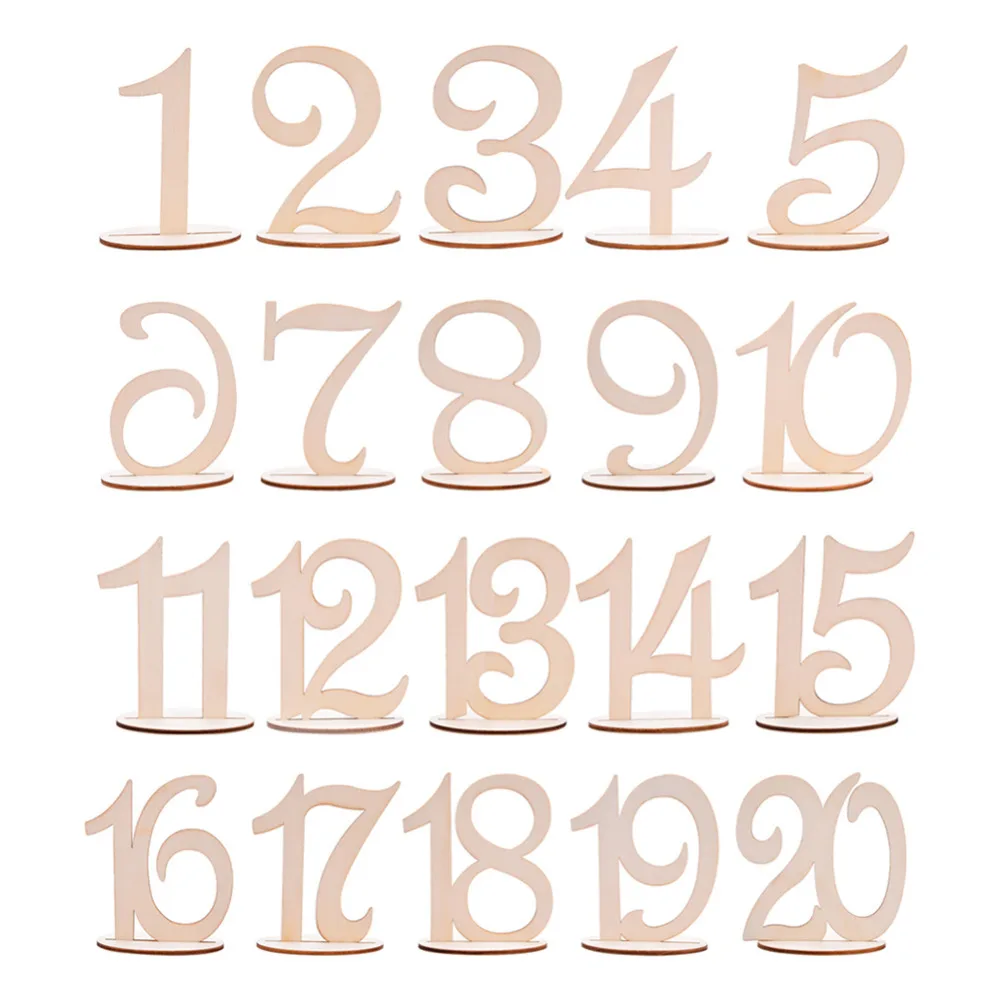 

10Pcs/Set Wooden Wedding/Festival Party Supplies 1-10 Or 11-20 Place Holder Table Number Figure Card Digital Seat Decoration