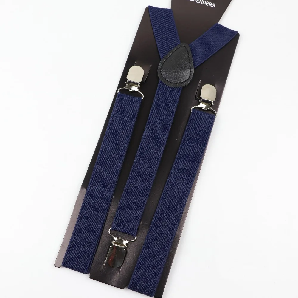 Navy Blue Adjustable Braces Suspenders Mens Womens Fancy Dress Clip Slim 2.5cm