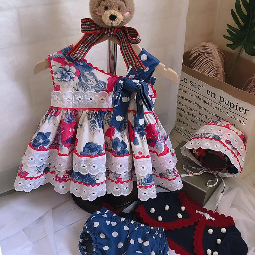 

2019 Spanish Vintage Clothing Baby Princess Girls Dress Summer children cardigan And Dresses Modis Kids Clothes Vestidos Y1715