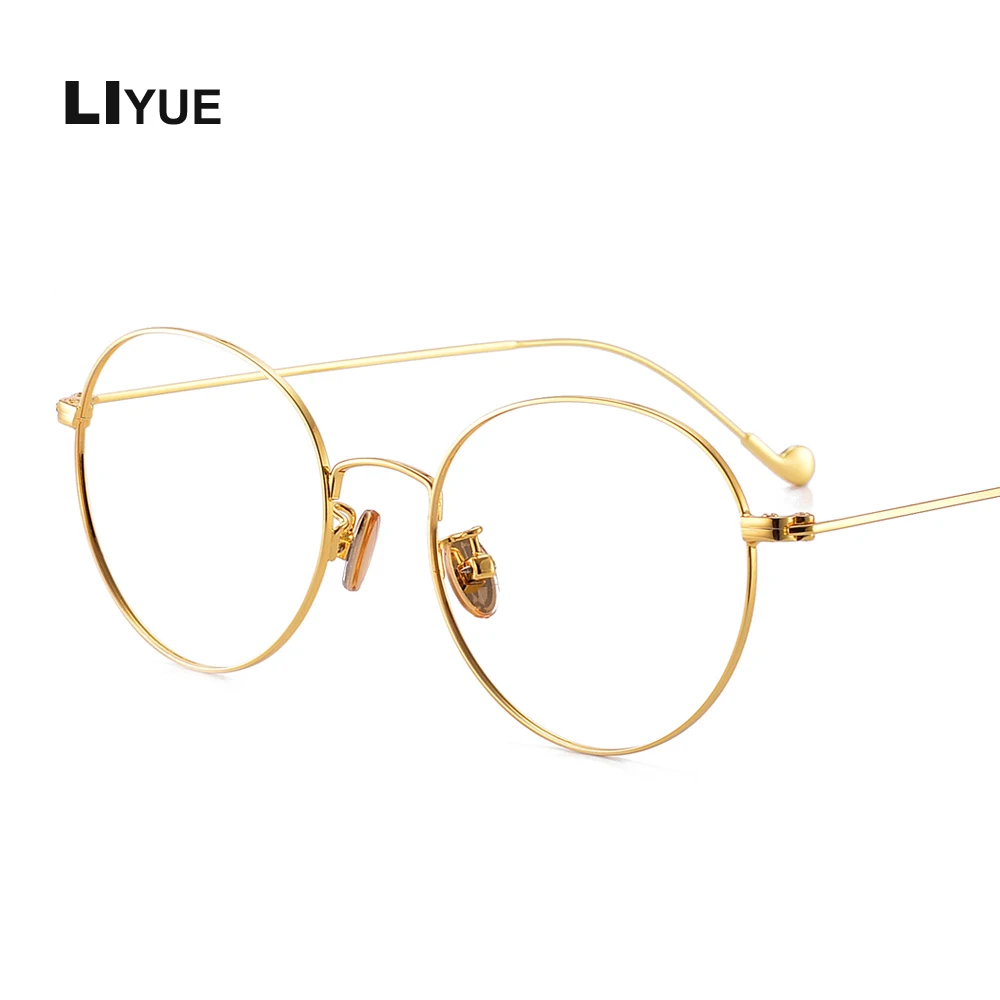 Сплав VintageRound очки оправа женские брендовые дизайнерские De Sol очки Простые компьютерные очки по рецепту очки - Цвет оправы: gold