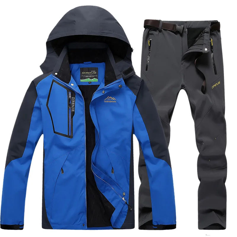 Весенняя рыболовная походная альпинистская мужская уличная куртка Костюмы для путешествий флисовые брюки костюм размера плюс брюки - Цвет: blue gray pant