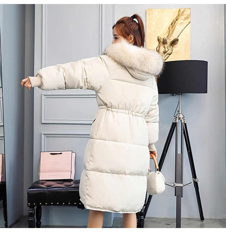 AYUNSUE, Женская парка, зимняя куртка, женский пуховик с хлопковой подкладкой, длинное корейское пальто, большой меховой капюшон, большой размер, парки, Mujer KJ678