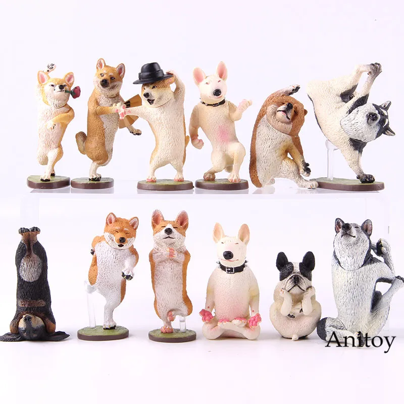 

Animal Life Dancing Dog Yoga Dog Chow Chow Bull Terrier Welsh Corgi Pembroke Shiba Inu Siberian Husky Action Figure Toy 6pcs/set