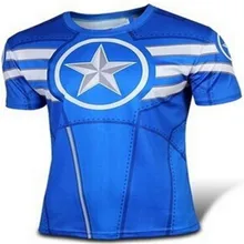 2016, the new leisure brand pure blue captain America short sleeve T-shirt fashion news superhero T-shirt free shipping