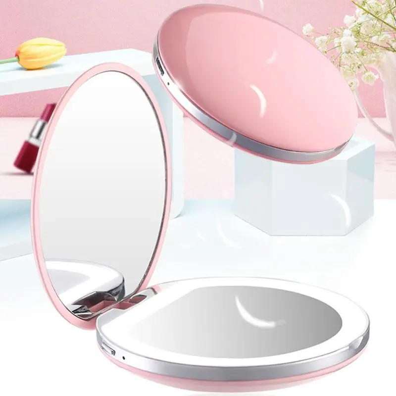 Креативный светодиодный мини-круглое зеркало для макияжа 3X увеличительное компактное портативное USB перезаряжаемое косметическое средство с регулируемой яркостью