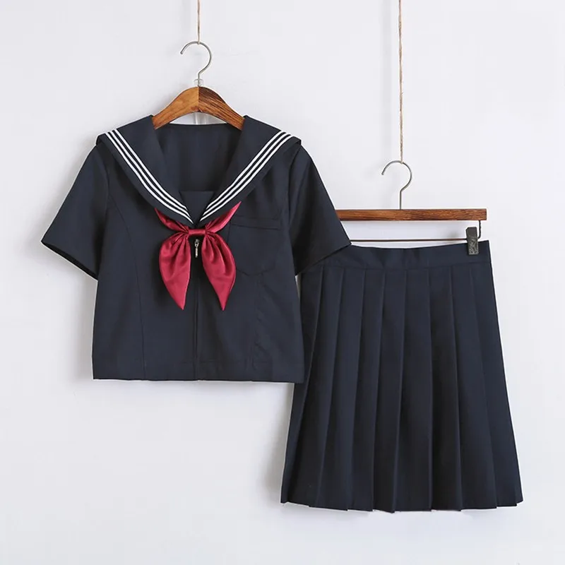 Темно-синие короткие/длинный рукав средней школы Для женщин Новинка костюмы моряка Косплей школьницы японский Jk школьная униформа для
