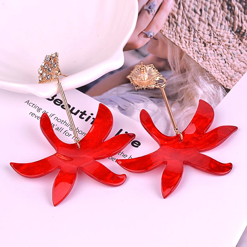 YUQINQIN Trendy Drop Earrings for Women 2018 Jewelry Long Resin Flower Earings Fashion Elegant Acrylic Dangling Wedding Earring (5)