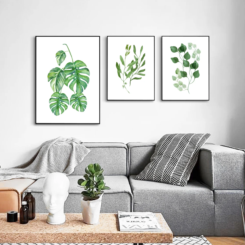 Nordic Green Plants Poster Print Home Wall Decor Canvas Painting Unframed