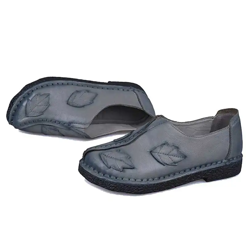 Taille vin À Main 35 Rushiman National Simples lavande Chaussures La Confortable gris Noir En Femmes 41 Rouge Cuir Plat Véritable Doux Ethnique Nouveau Talon PPzaB