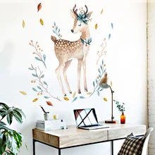 Painted fawn Wall Stickers For living room Decoration DIY Removable Wall Decal studyroom Home Decor QTM289