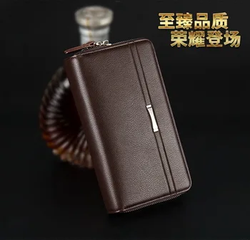 

by dhl or ems 20pcs Business Long Men Wallets PU Leather Clutch Purse Men Handy Bag Black Double Zipper Large Wallet