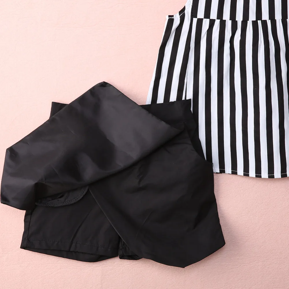 Г. Детский комплект одежды для маленьких девочек, Повседневная полосатая блуза без рукавов с вертикальными полосками черные штаны комплекты из 2 предметов, наряды От 2 до 7 лет, Лидер продаж