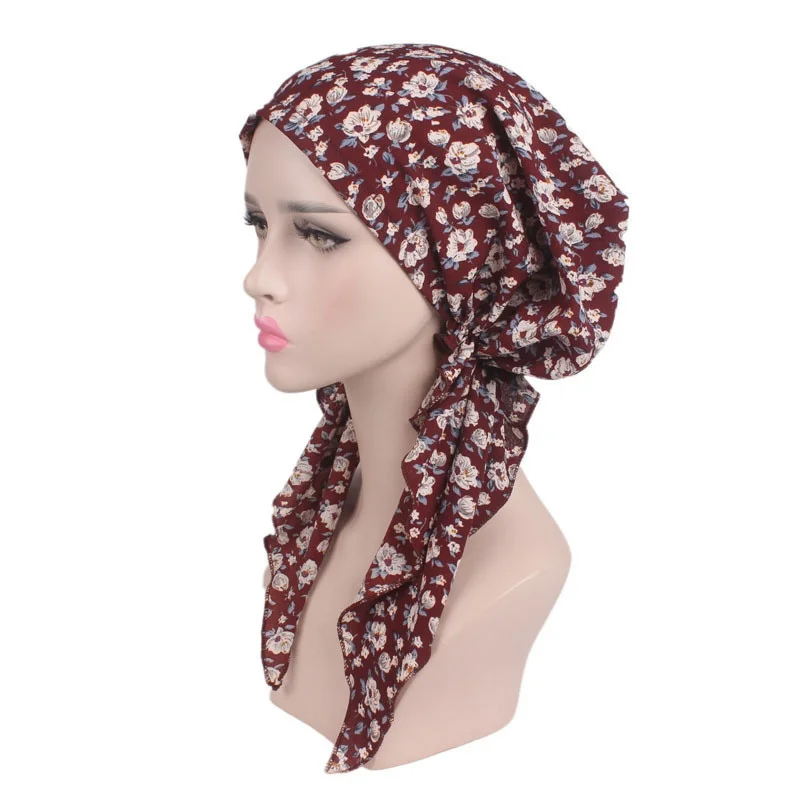 

Women Outdoor Sports Running Cap Ear Protection Pleated Cotton Turban Hat Windproof Cold Warm Chemotherapy Hat