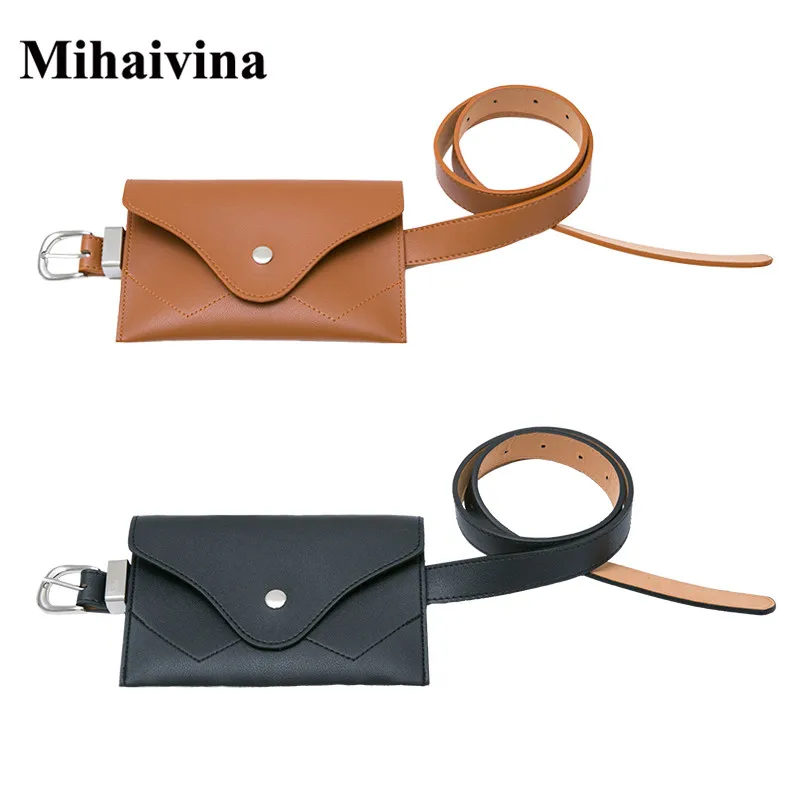 Mihaivina Fanny Packs For Women Leather Belt Bag Waist Pack Fashion Chest Envelope Phone Pouch Bags Ladies Waist Bag Bum Bolosa