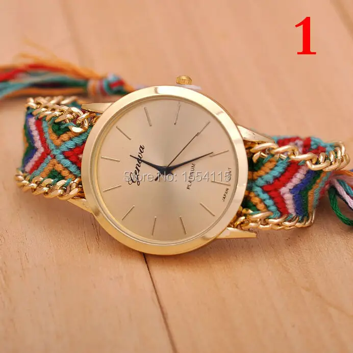 100pcs/lot High Quality Geneva Knit Wool Bracelet Watches Fabric Band