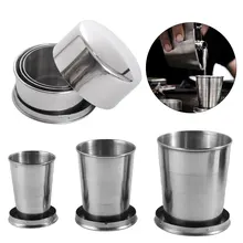 Мини-чашка из нержавеющей стали, портативная дорожная Складная разборная чашка, телескопическая чашка для вина, для дома, кухни, бара, 60 мл, 150 мл, 250 мл