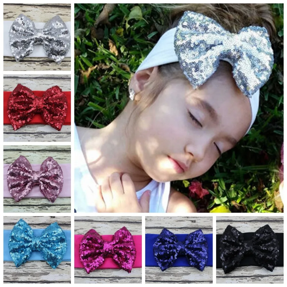 12 pcs/lot New Sparkly Bow Headband, Sequin Big Bow Headbandin Hair
