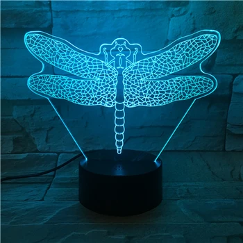 

Animal dragonfly Led Night Light Touch Sensor 7 Color Changing Decorative Lamp Child Kids Baby Kit Nightlight dragonfly 3D Lamp