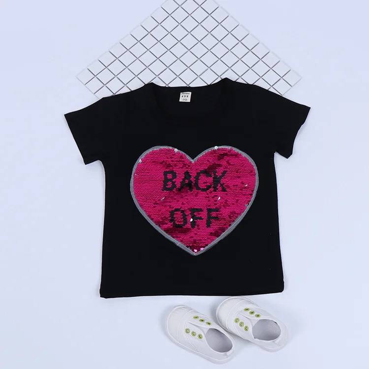 Cotton T Shirt For Girls Reversible Sequin Kids Changing T Shirt Flip Sequin Shirt Child T-Shirt Cool Things For Girls 5