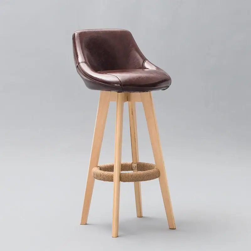 Барный стул из твердой древесины, домашний барный стул, вращающийся барный стул, модный современный минималистичный Европейский Креативный высокий стул - Цвет: style1