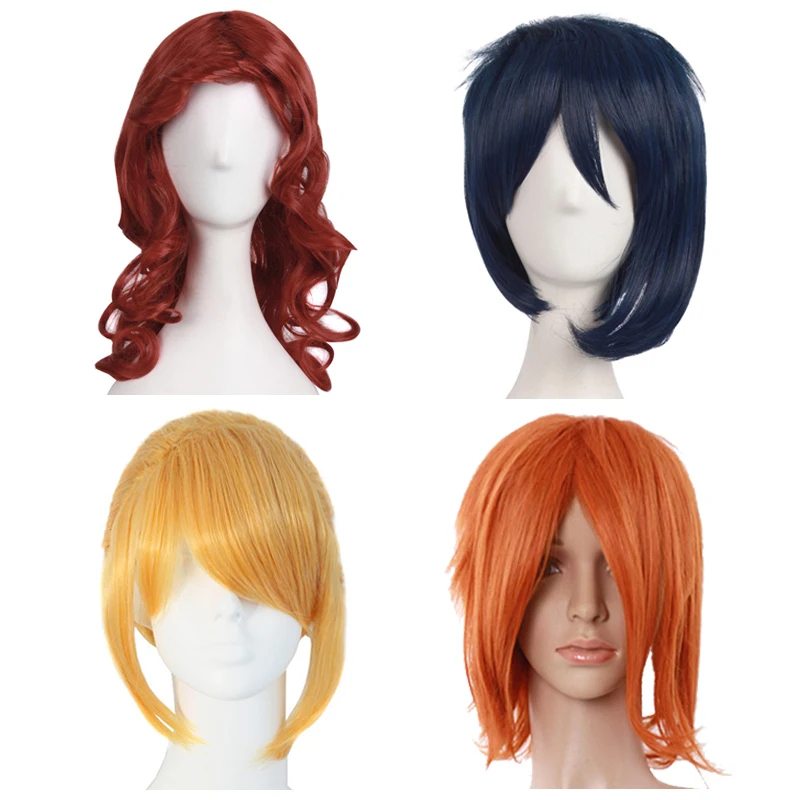 Cosplay Wig Anime Costume Role Play Black Blue Orange Yellow Dark