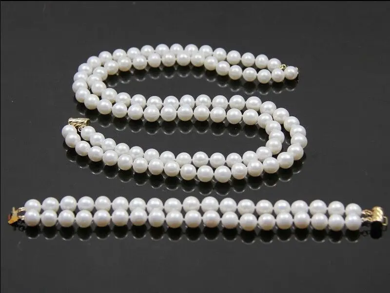 

Shipping >>new hot 2 ROW NATURAL 9-10MM SOUTH SEA WHITE PEARL NECKLACE 18" BRACELET 7.5" 14K