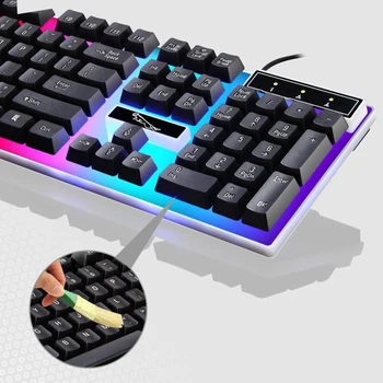 

SOONHUA Wired Keyboard Mouse Set LED USB Wired PC Computer Gaming Mechanical Feeling Keyboard Mouse Computer Accessories