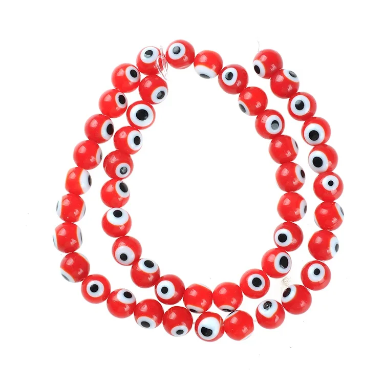 Турецкие разноцветные бусины Хамса круглой формы от сглаза, стеклянные бусины для браслета и ожерелья, сделай сам, изготовление ювелирных изделий - Цвет: Красный