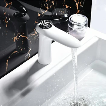 

Basin Faucet White Faucet Basin Taps Bathroom Sink Faucet Single Handle Hole Deck Mounted Wash Hot Cold Mixer Tap Crane 855735