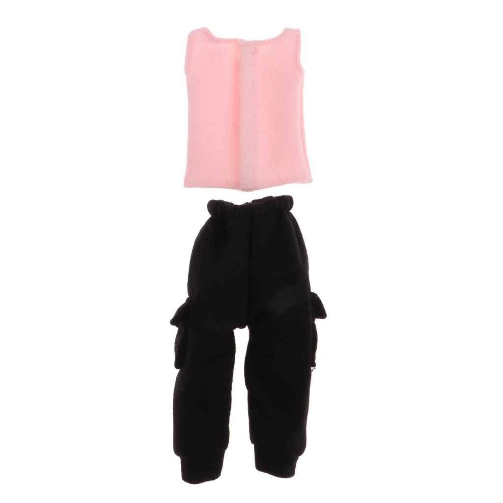  Pink Vest and Black Slack Casual Garment Set Party Dress Up For Blythe Doll Clothes Accs