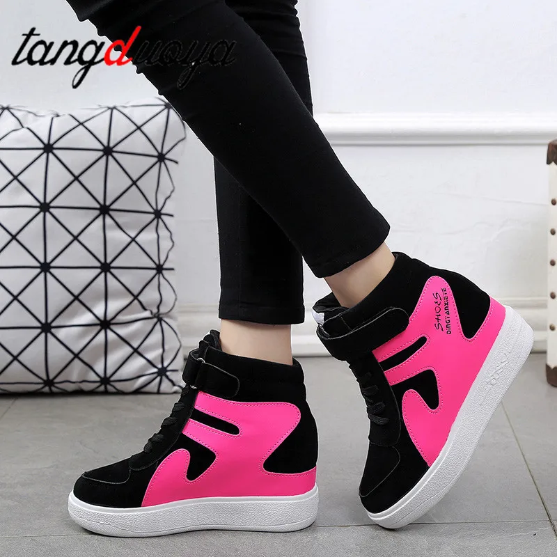 

women's single shoes thick bottom women's casual shoes muffin Korean fashion high top canvas shoes platform heel
